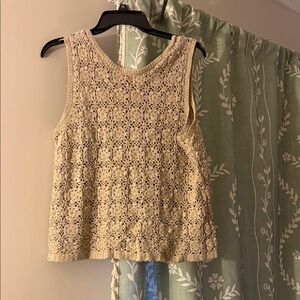 Elegant Cream Lace Sleeveless Top